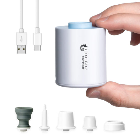 FLEXTAILGEAR Tiny Air Pump front view, compact and portable for quick inflating.