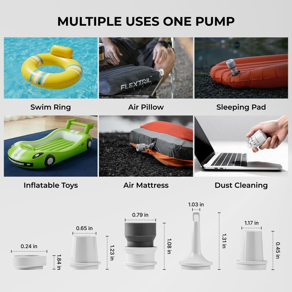 FLEXTAILGEAR Tiny Pump 3X lantern-capable design supports campsite lighting.