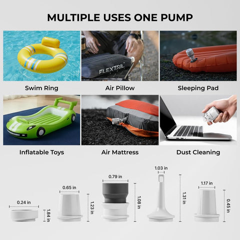 FLEXTAILGEAR Tiny Pump 3X lantern-capable design supports campsite lighting.