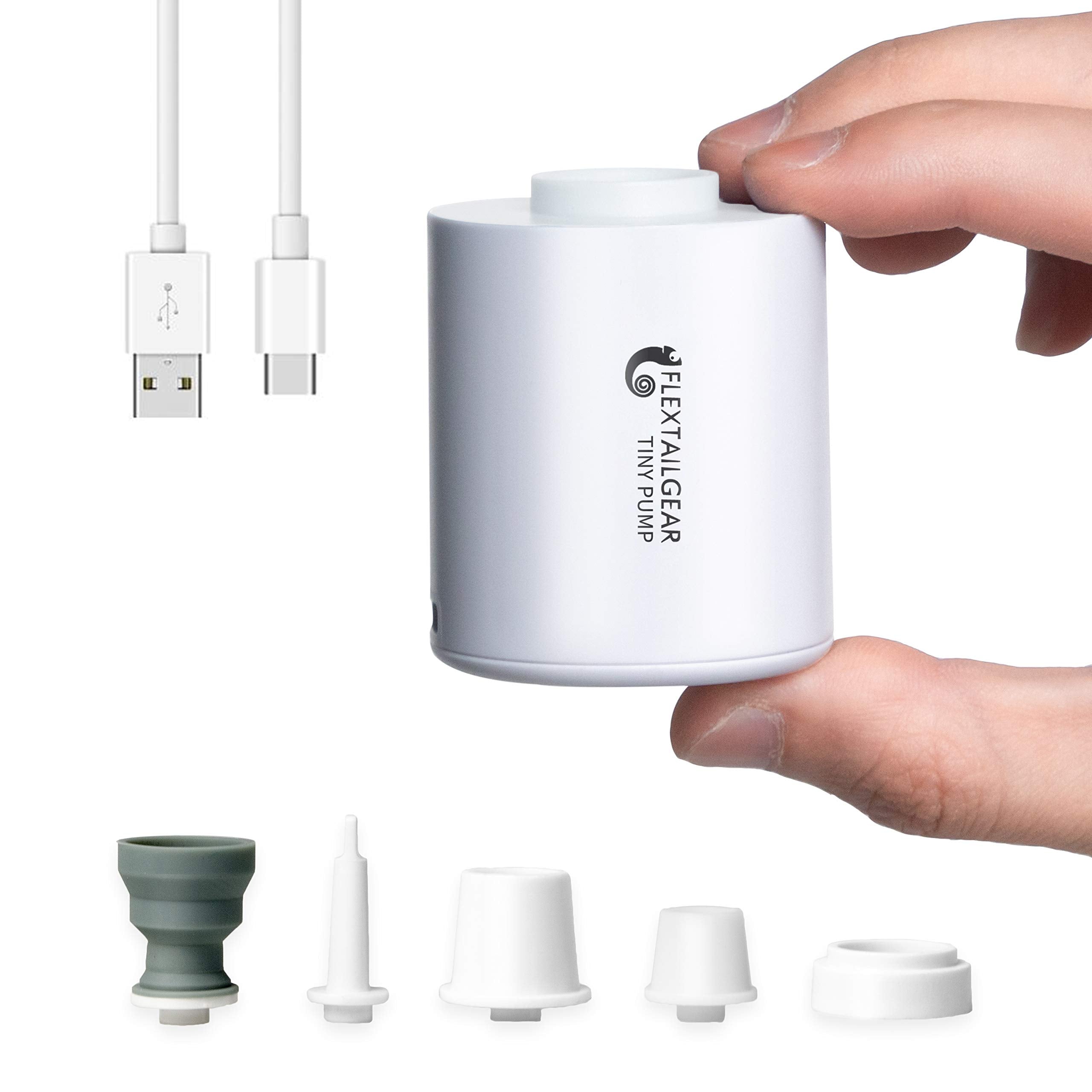 FLEXTAILGEAR Tiny Pump front view, ultra-compact design ideal for travel and quick inflates
