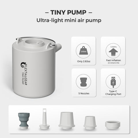 FLEXTAILGEAR Tiny Pump in action inflating an outdoor mat quickly
