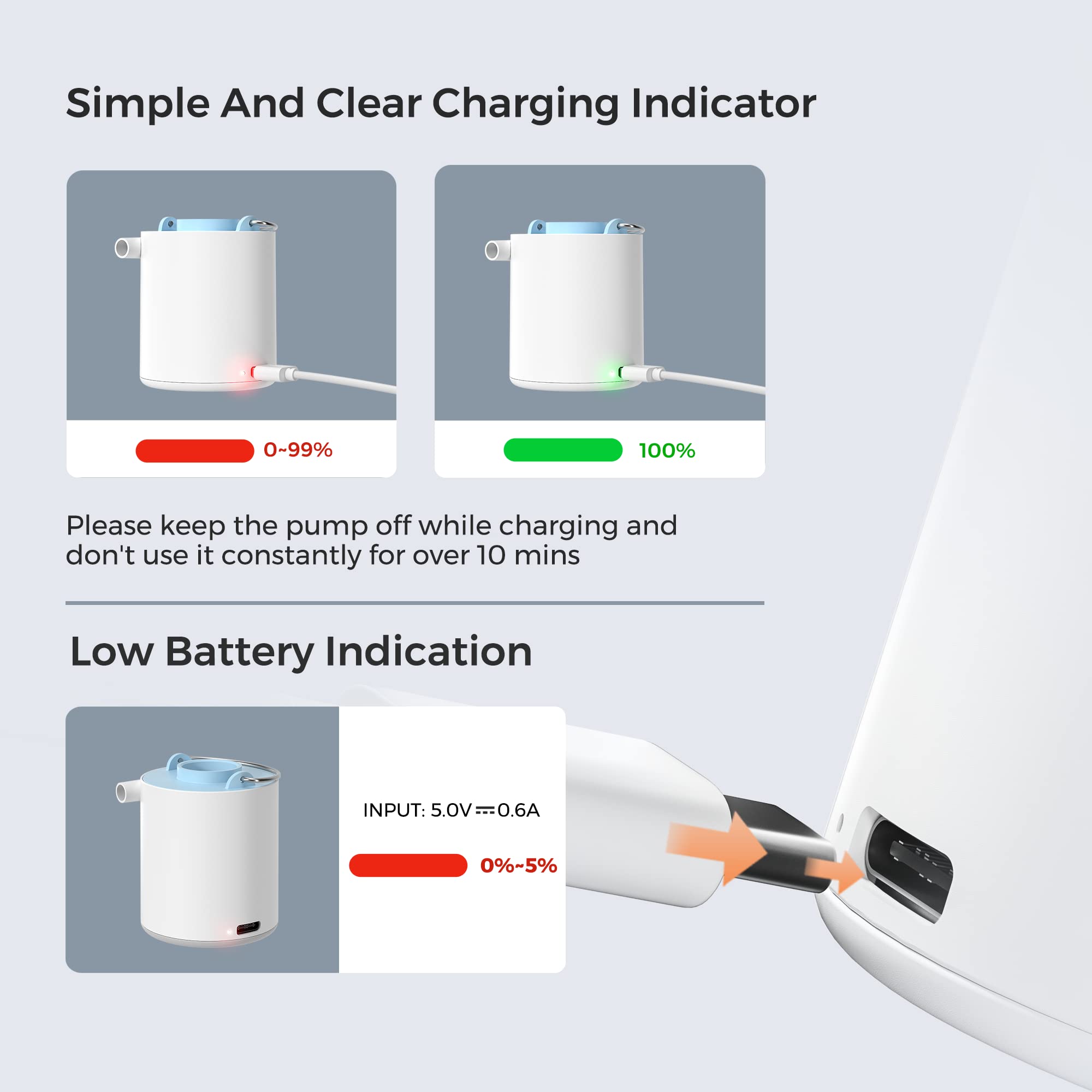 FLEXTAILGEAR Tiny Pump USB Type-C charging for versatile power options.
