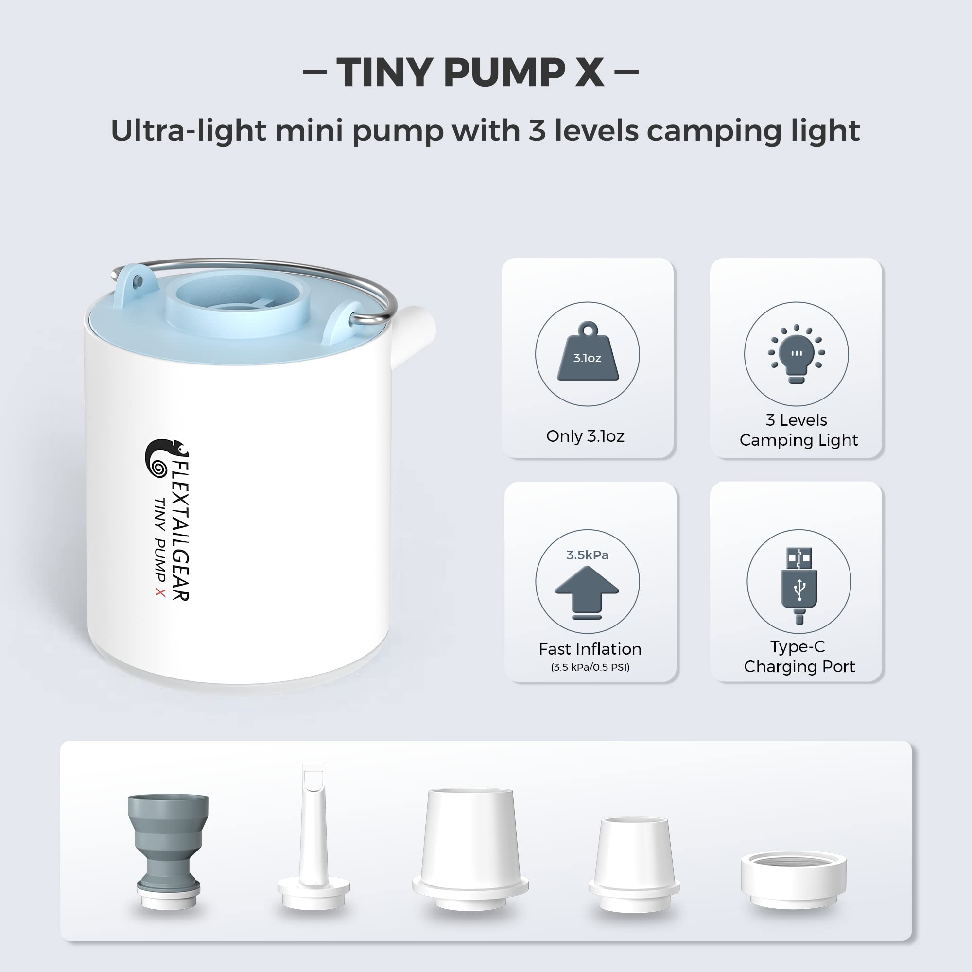 FLEXTAILGEAR Tiny Pump X delivers powerful inflation and deflation in a compact unit.