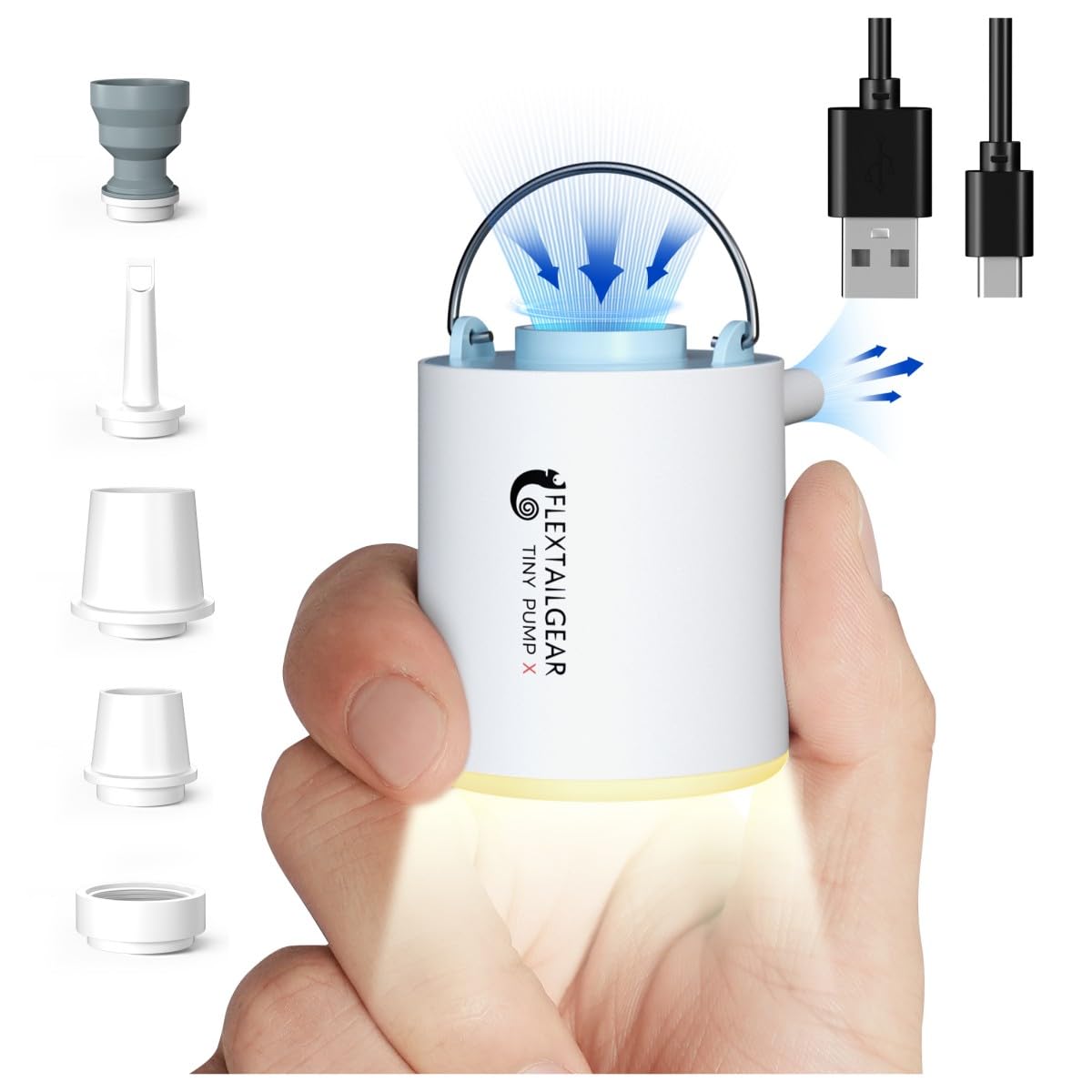 FLEXTAILGEAR Tiny Pump X portable egg-size design for easy on-the-go inflation.