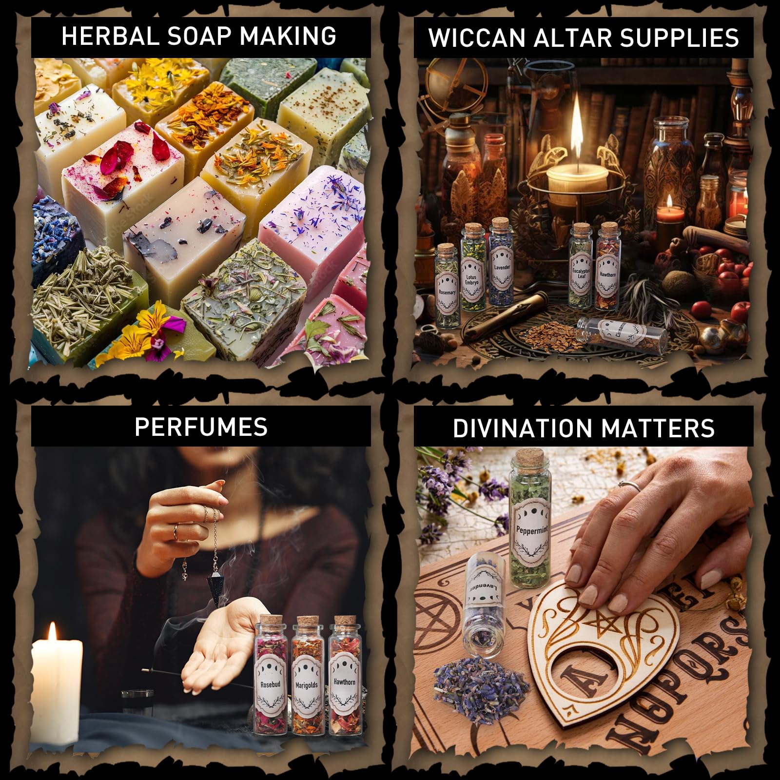 FLgengmh witchcraft herbs jar with mugwort for clarity and dream work.