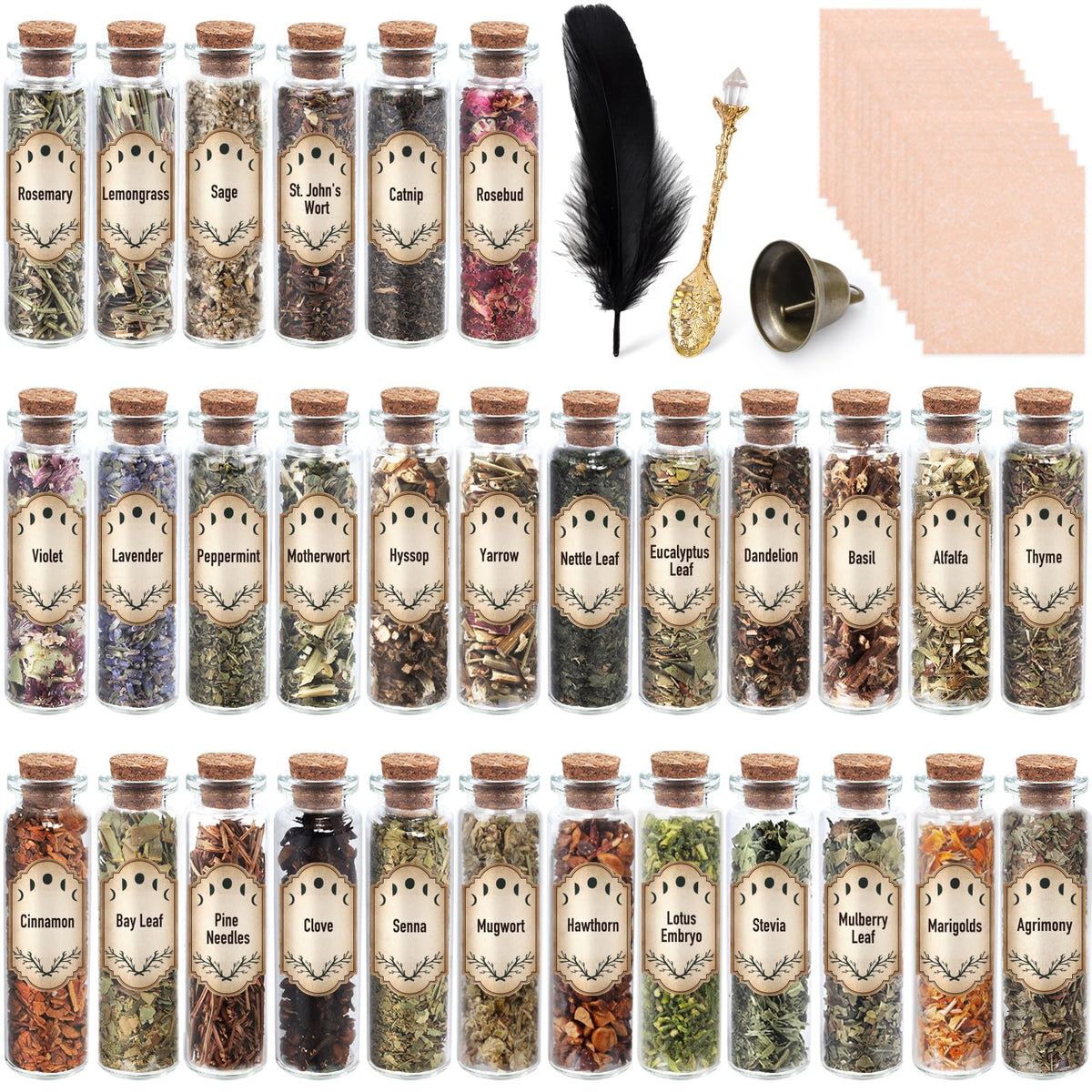 FLgengmh witchcraft herbs jar with rosemary for ritual cleansing and focus.