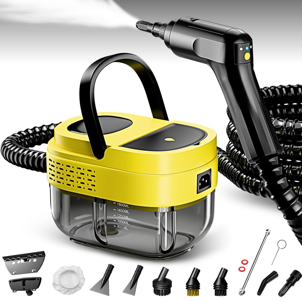 Flgocexs steam cleaner demonstrates rapid heat-up for quick cleaning tasks.