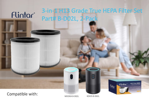 Flintar air purifier filter unboxing showing 3-in-1 layers for easy setup.