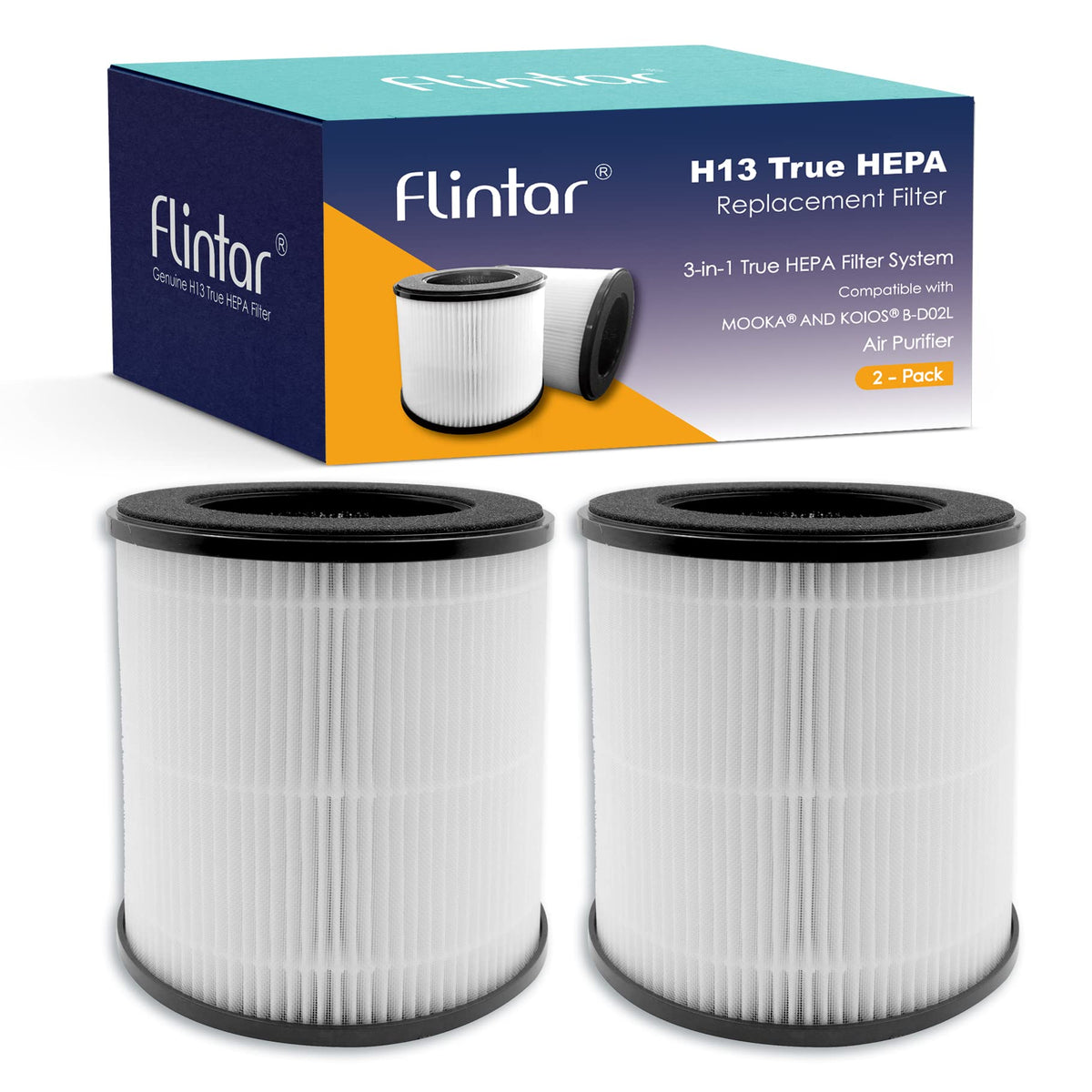 Flintar replacement filter pack ready for quick swap in MOOKA and B-D02L purifiers.