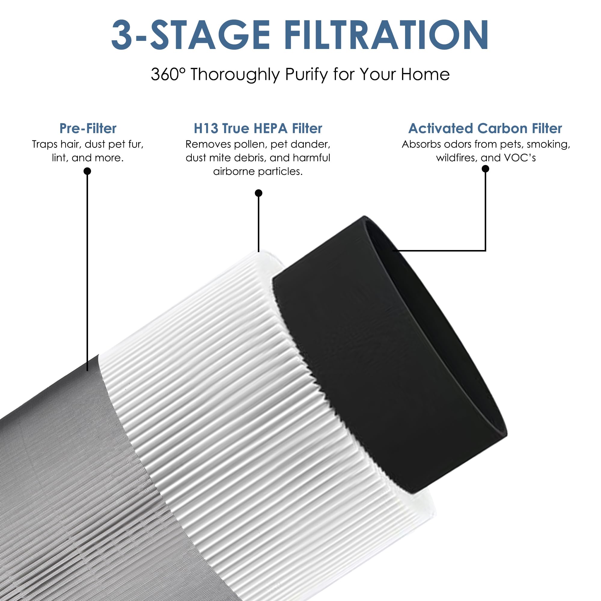Flintar C610 Filter Z activated carbon filter reduces cooking and pet odors.