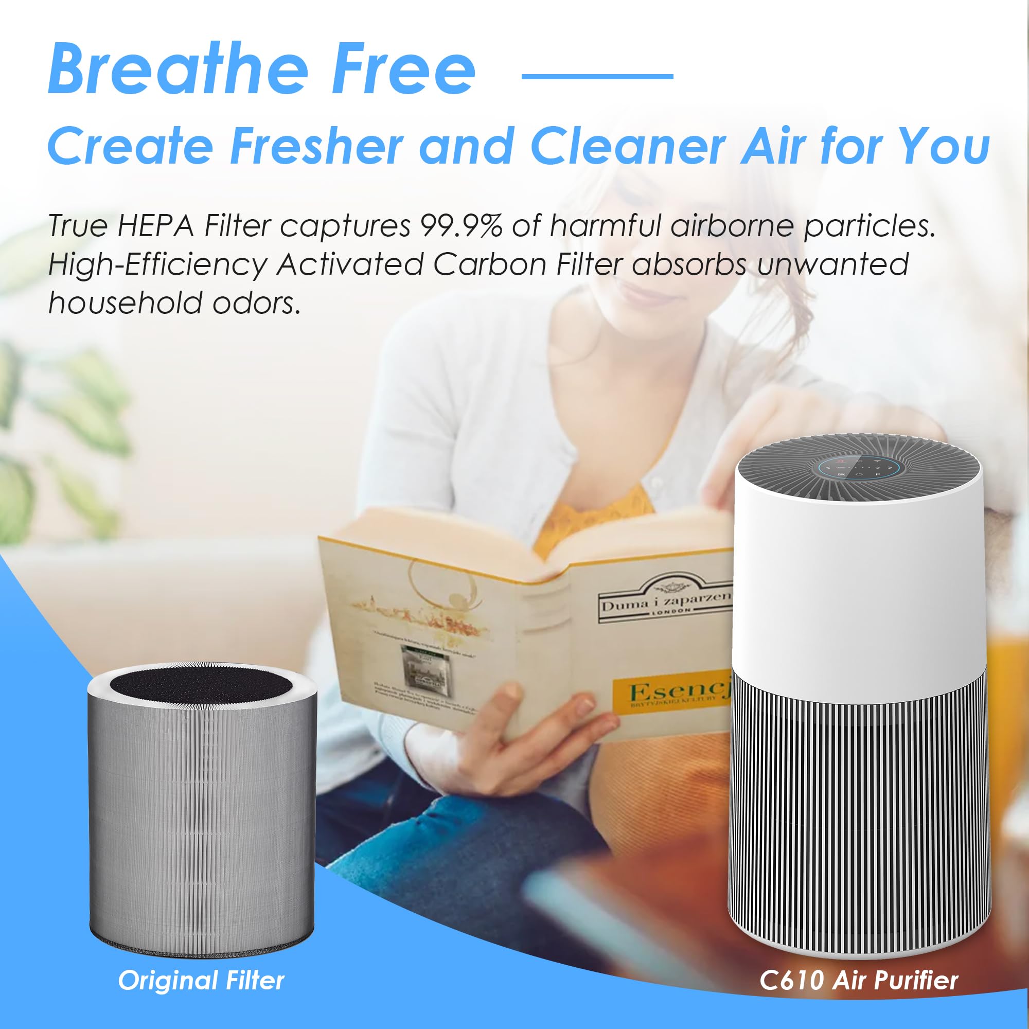 Flintar C610 Filter Z HEPA main filter traps fine particles for cleaner indoor air.