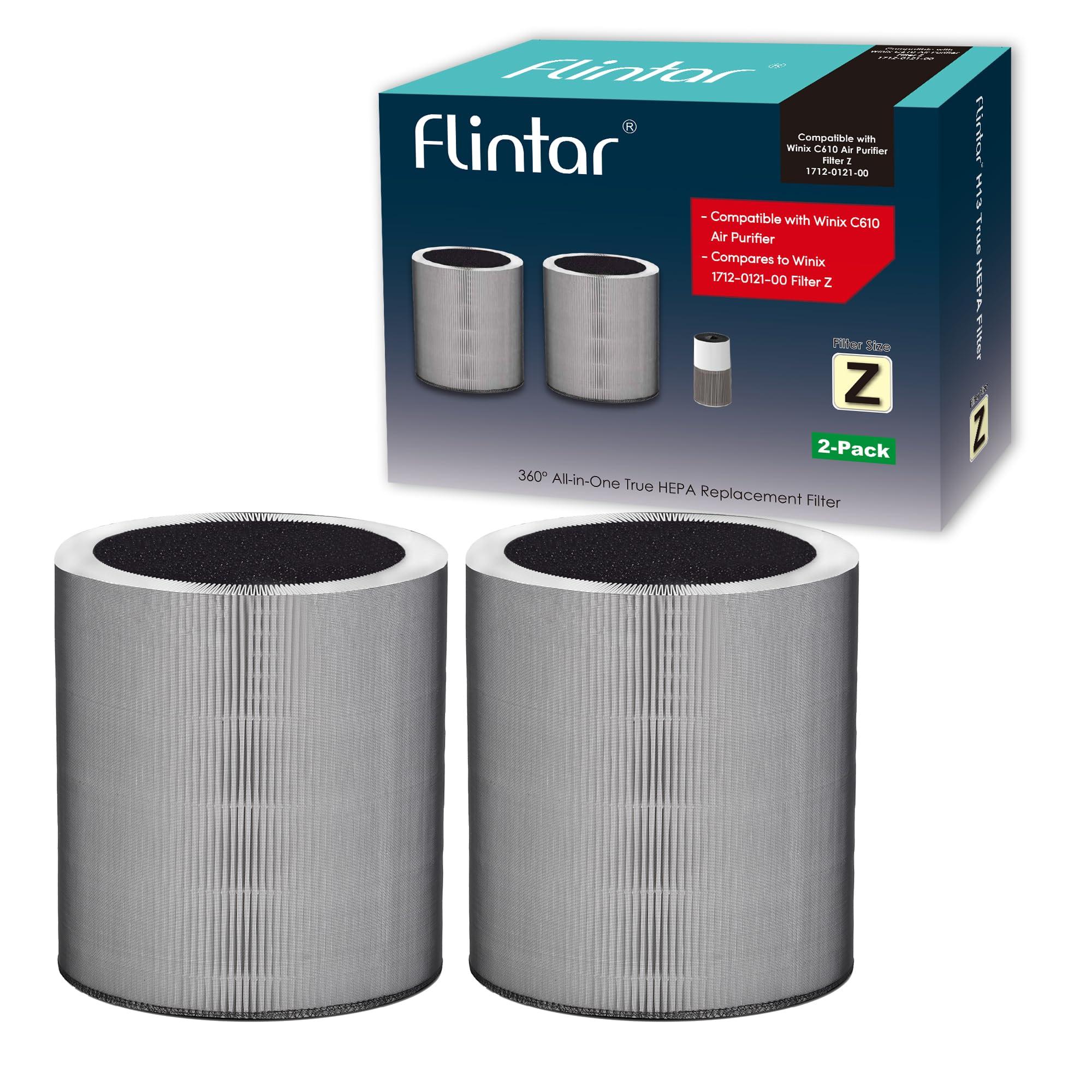 Flintar C610 Filter Z pre-filter captures dust and pet hair for fresher air.