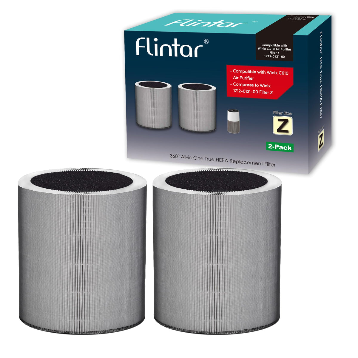 Flintar C610 Filter Z pre-filter captures dust and pet hair for fresher air.
