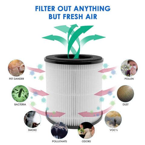 Flintar H13 main filter captures particles down to 0.3 microns.
