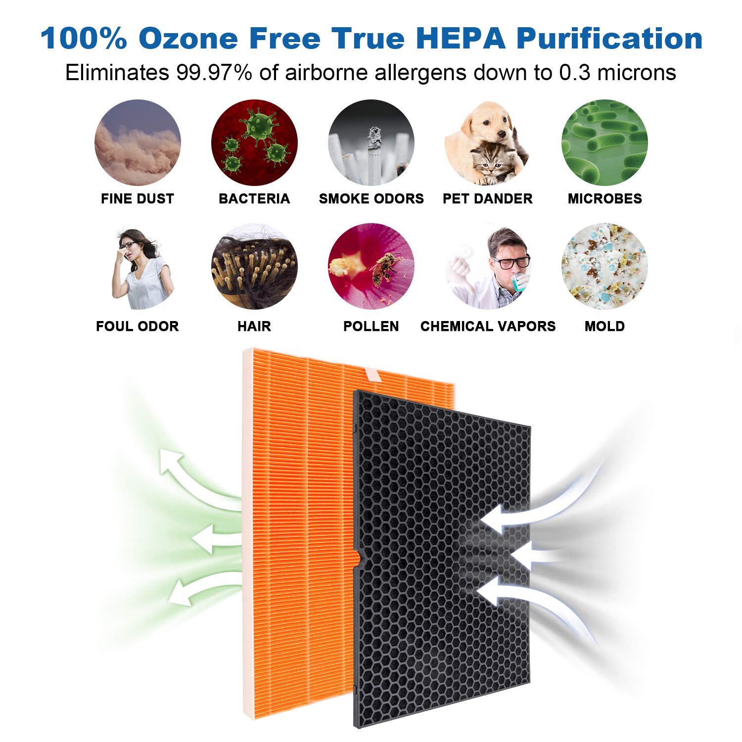 Flintar H13 main filter captures 99.97% of particles down to 0.3 microns