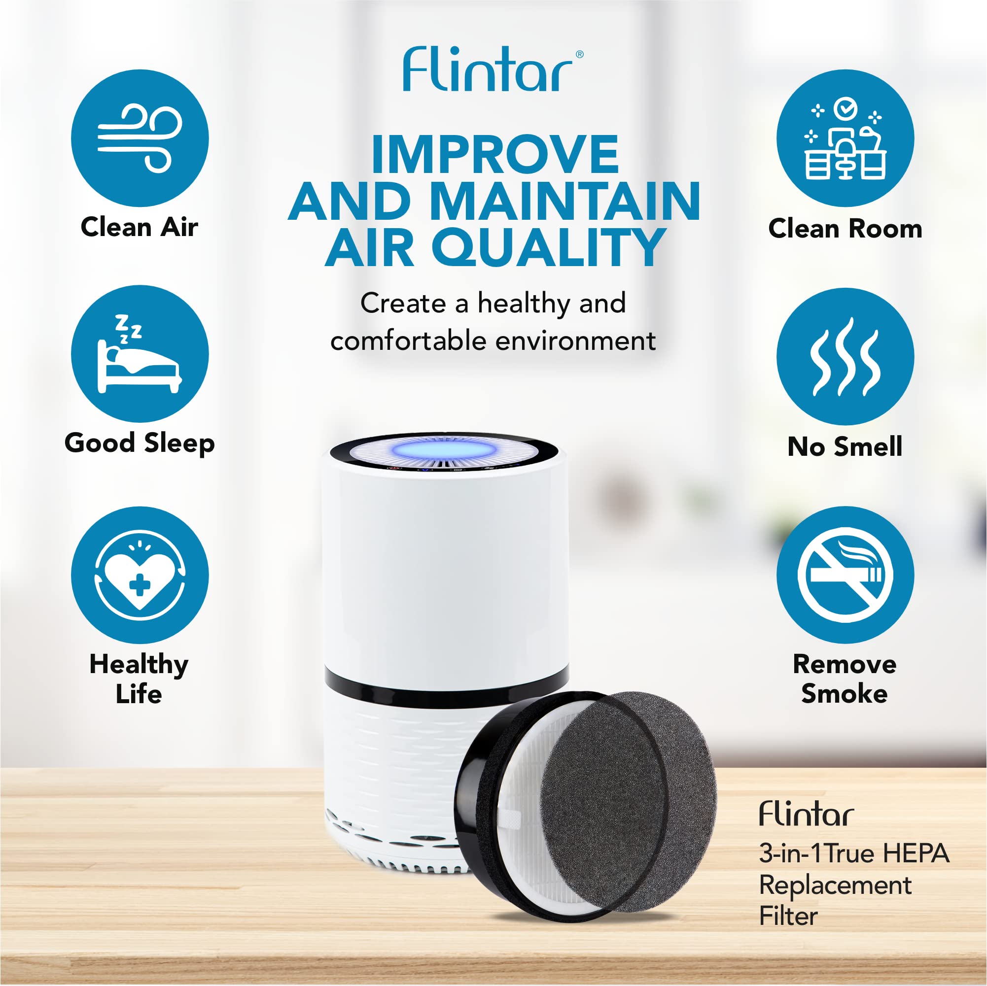 Flintar LV-H132 main filter H13 close-up demonstrating high efficiency filtration.