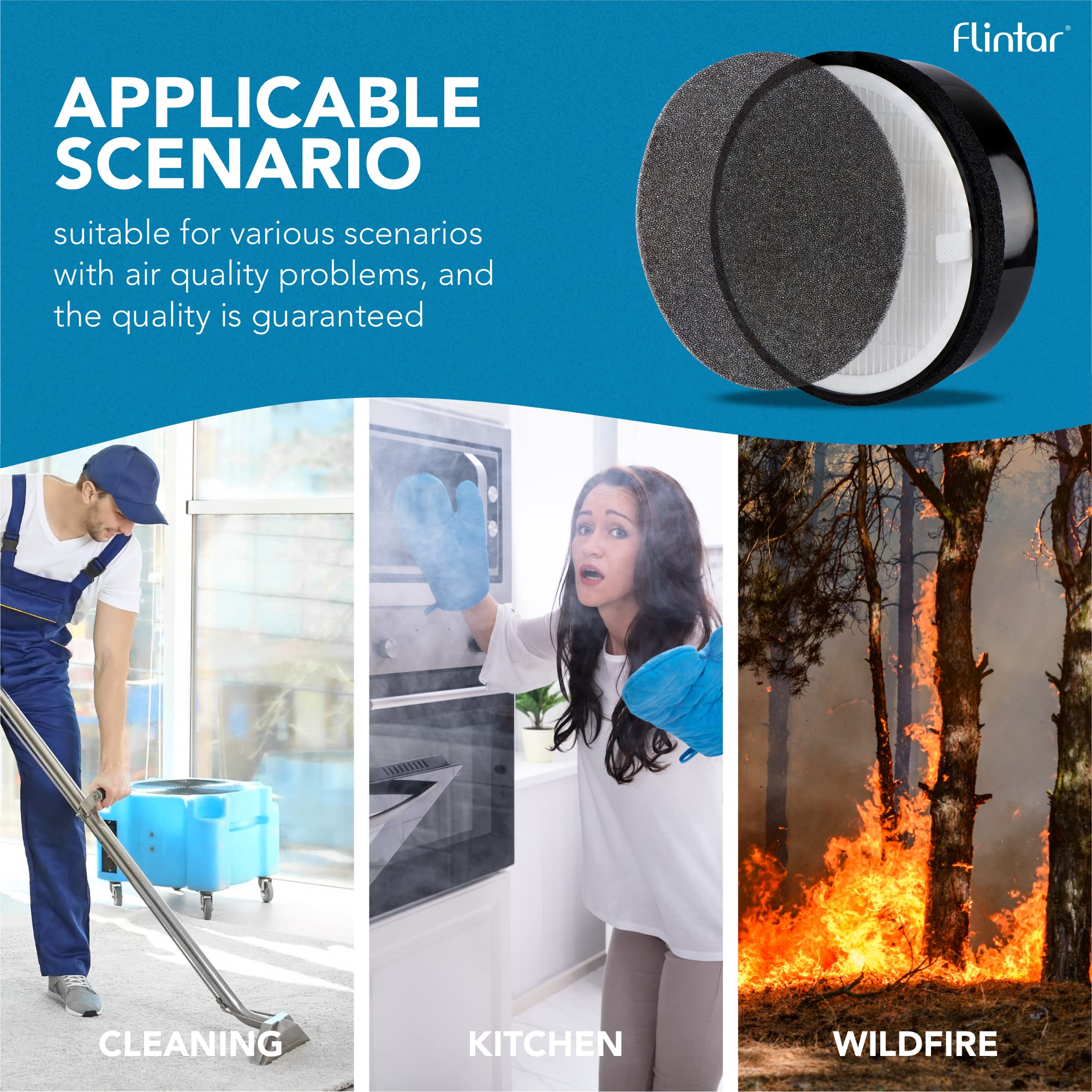 Flintar LV-H132 two-pack replacement filters ready for easy home replacement.