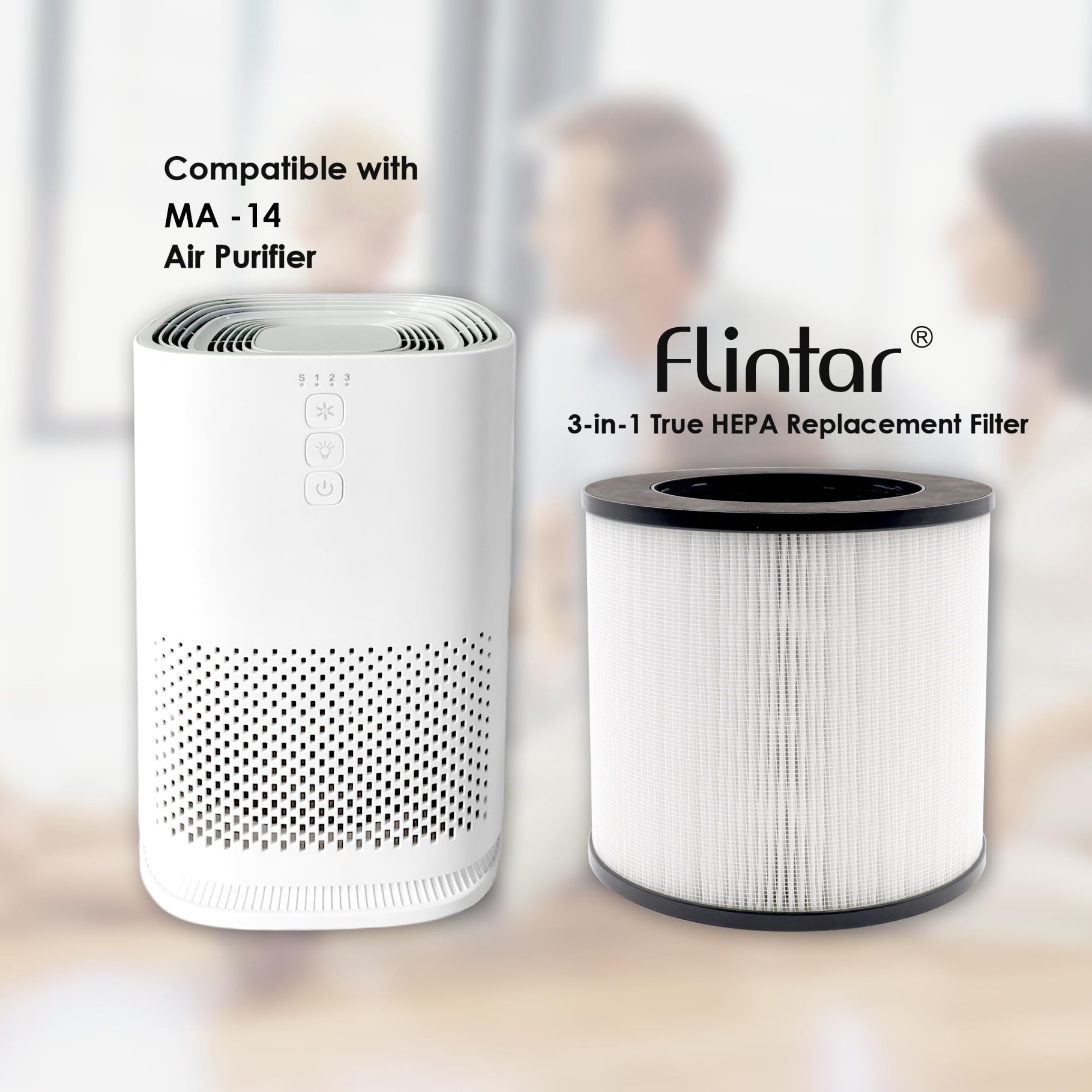 Flintar MA14 main filter captures particles down to 0.1 microns for crisper indoor air.