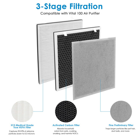 Flintar Vital 100 pre-filter, washable, traps larger particles to extend main filter life.