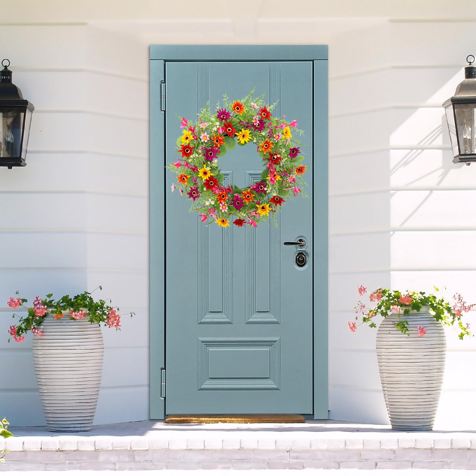 FLOAWYW Farmhouse-style wreath for home ambiance and daily decor.