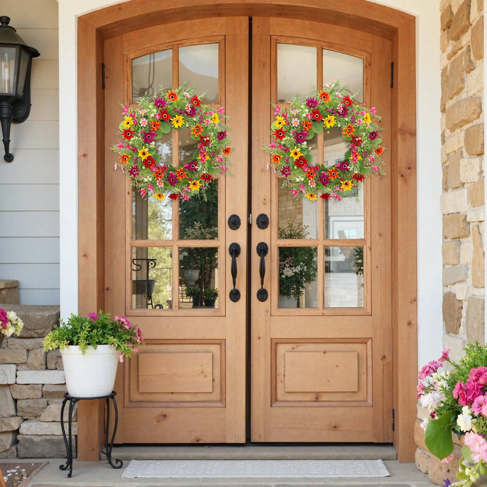 FLOAWYW Indoor-outdoor wreath for walls or porches with timeless charm.