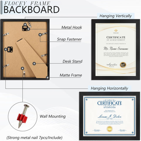 Flocey engineering wood frame with clear plexiglass protects photos