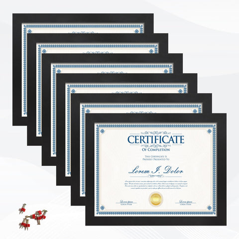 Flocey 8.5x11 frame set of 6 in black with plexiglass front for crisp documents