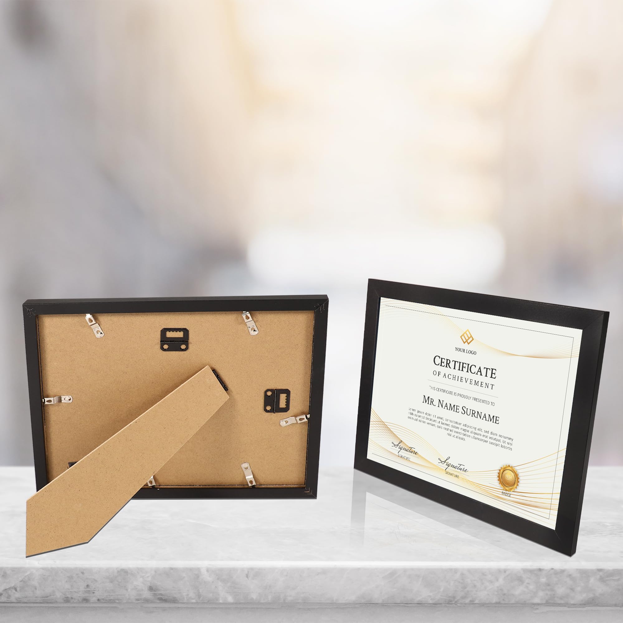 Flocey black engineered wood frame complements many interiors