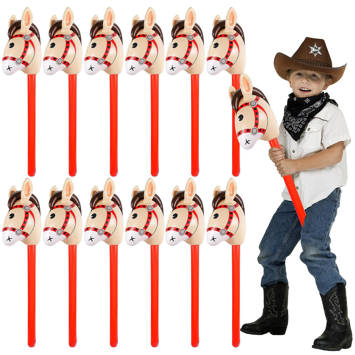 FLOMO—YDQ 37-inch inflatable stick horse ready for lively Western party games.