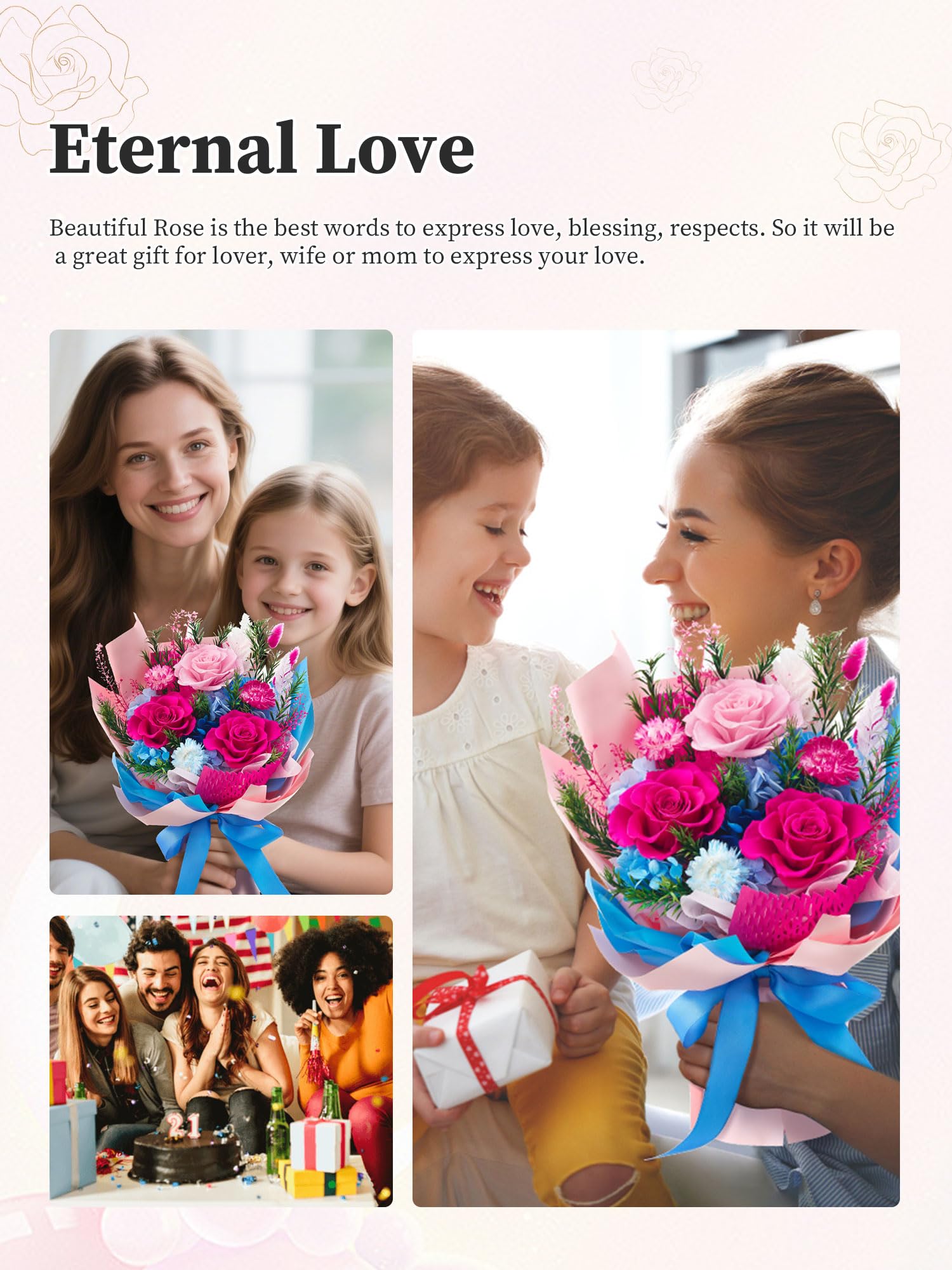Flomoon luxury gift packaging suitable for Mother's Day or anniversaries.