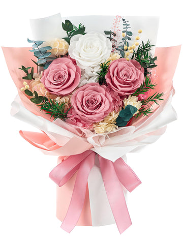 Flomoon Forever Flowers dusty pink bouquet, lasting centerpiece for any room