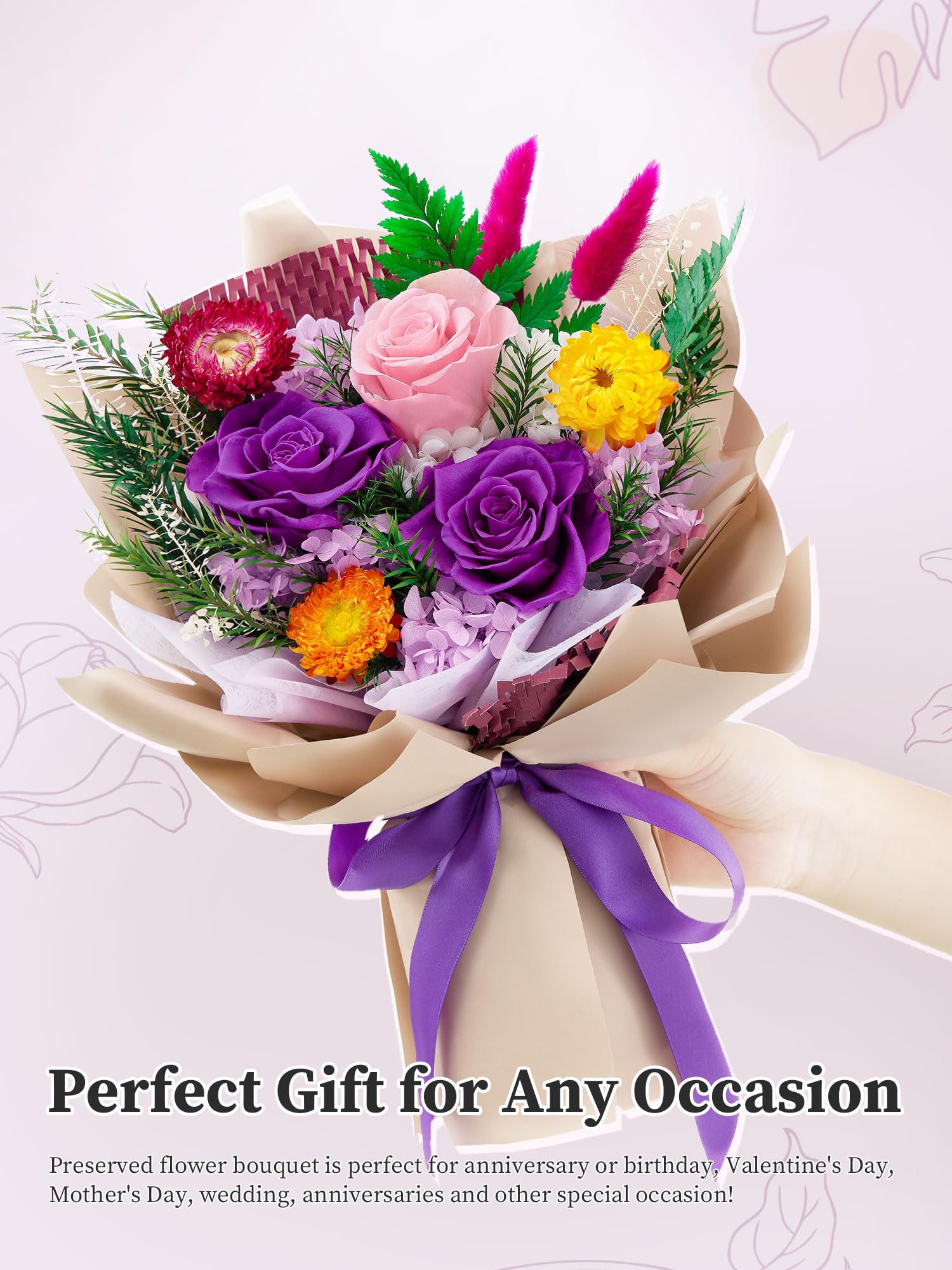 Flomoon Forever Flowers handmade bouquet—artisan design for living room centerpieces.