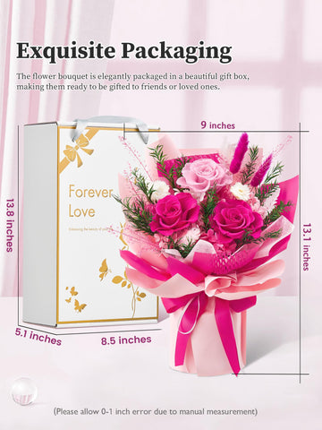 Flomoon forever flowers rose bouquet showcases real roses handcrafted by skilled florists.