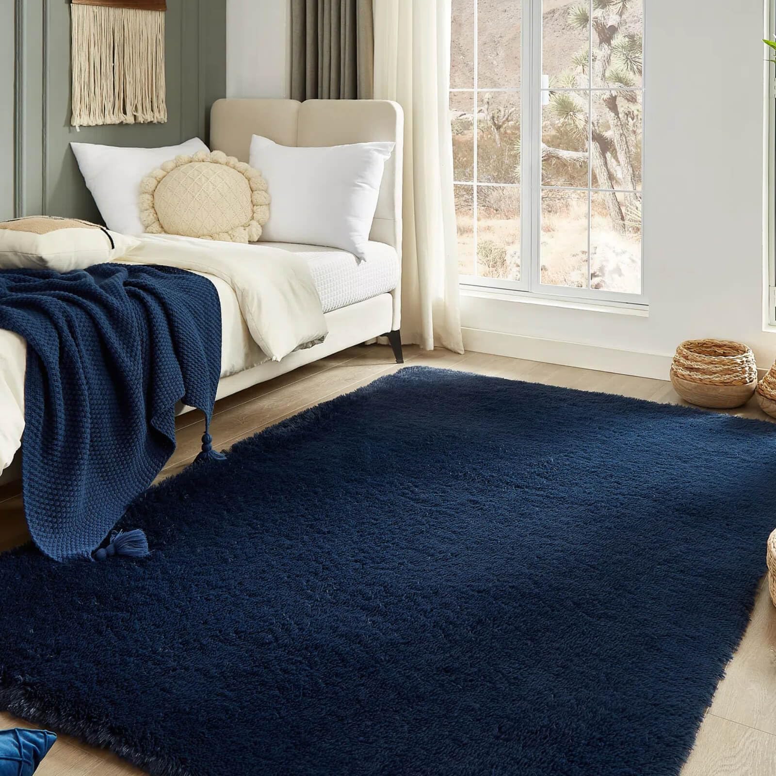 Floralux soft fluffy shag rug in living room adds cozy texture and warmth.