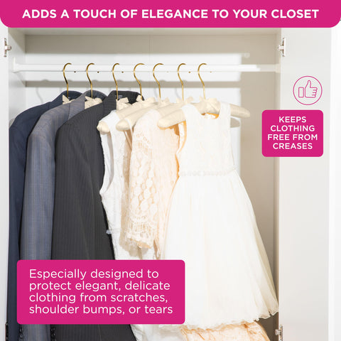 Florida Brands bridal satin hanger adds luxe touch to wedding attire.