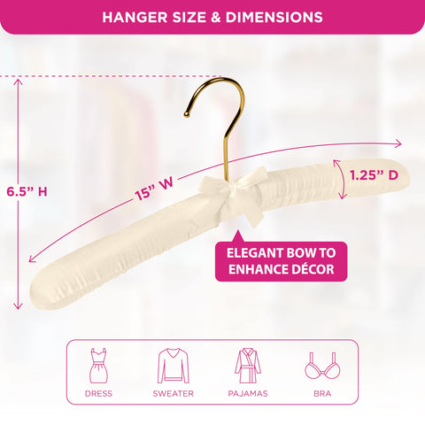 Florida Brands 12-pack padded satin hangers for coordinated wardrobe organization.