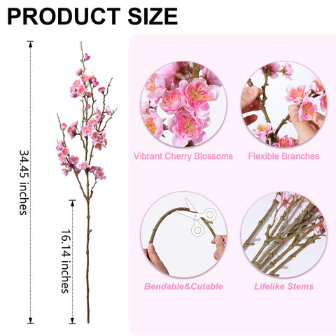 Florisso artificial cherry blossoms close-up highlighting realistic silk petals.