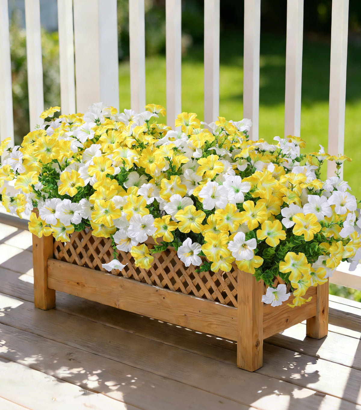 Florisso artificial morning glory with eucalyptus leaves for a lifelike outdoor display