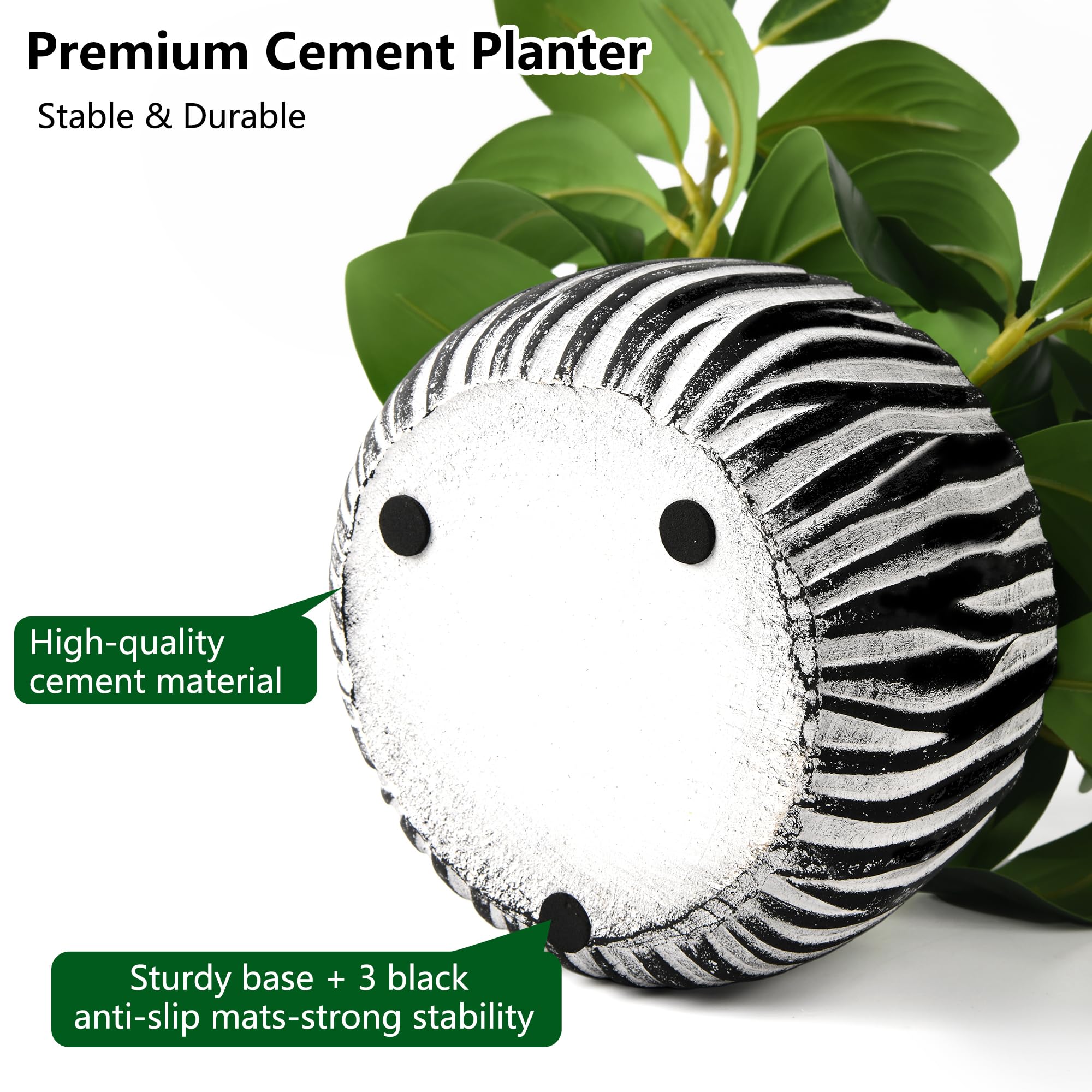florisso faux succulent fig leaf decor in cement planter adds year-round greenery