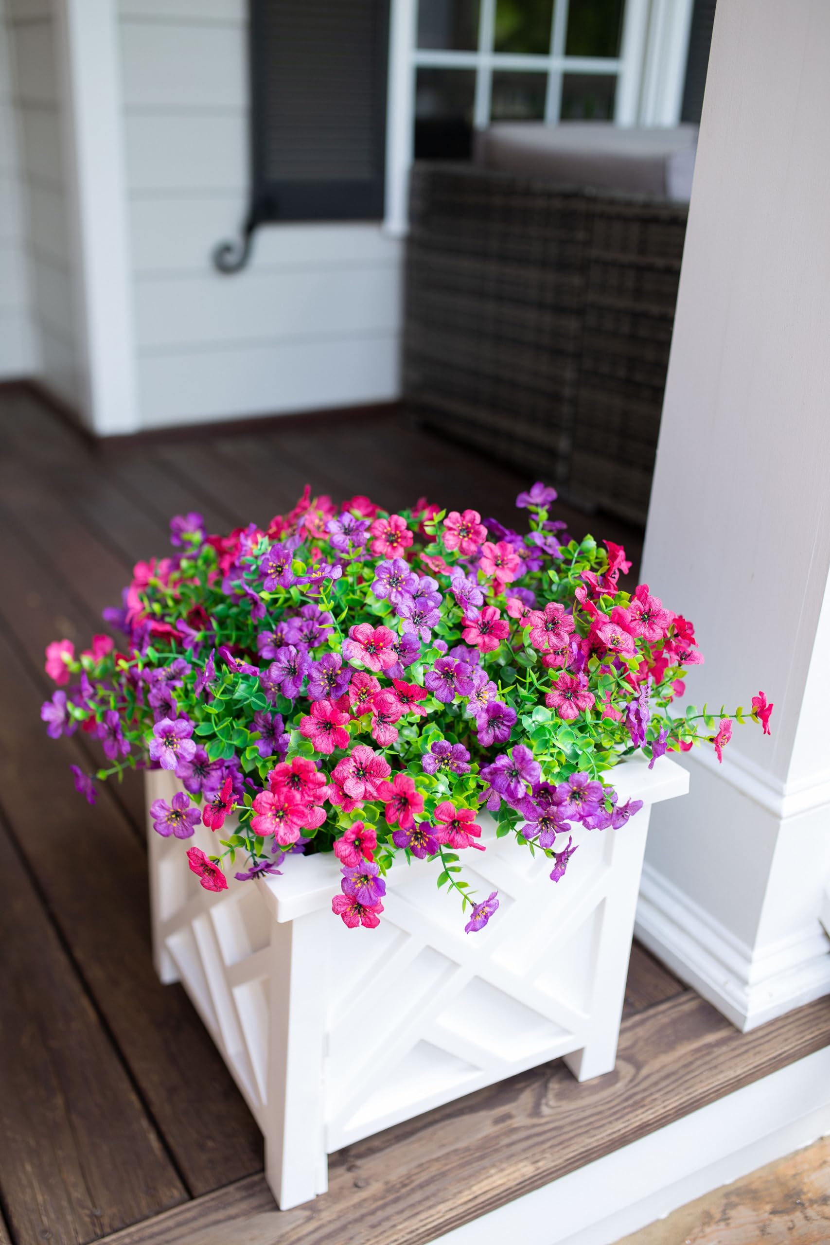 Florisso front porch garden ornament creates easy, maintenance-free charm.