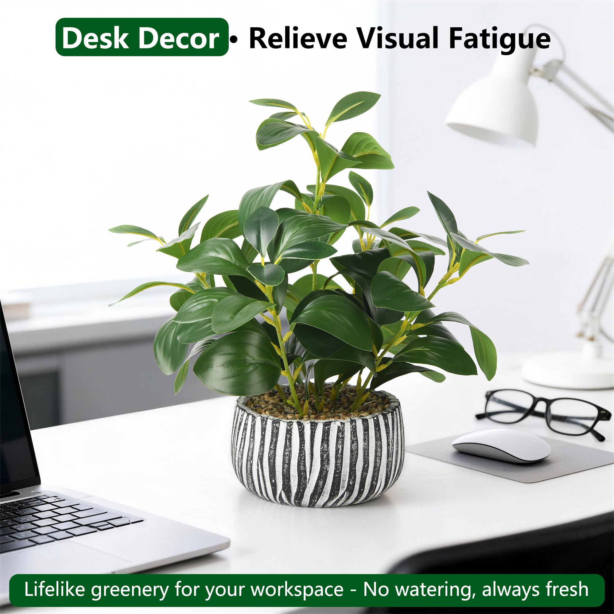 florisso artificial fig leaf decor on desks stays lush without watering