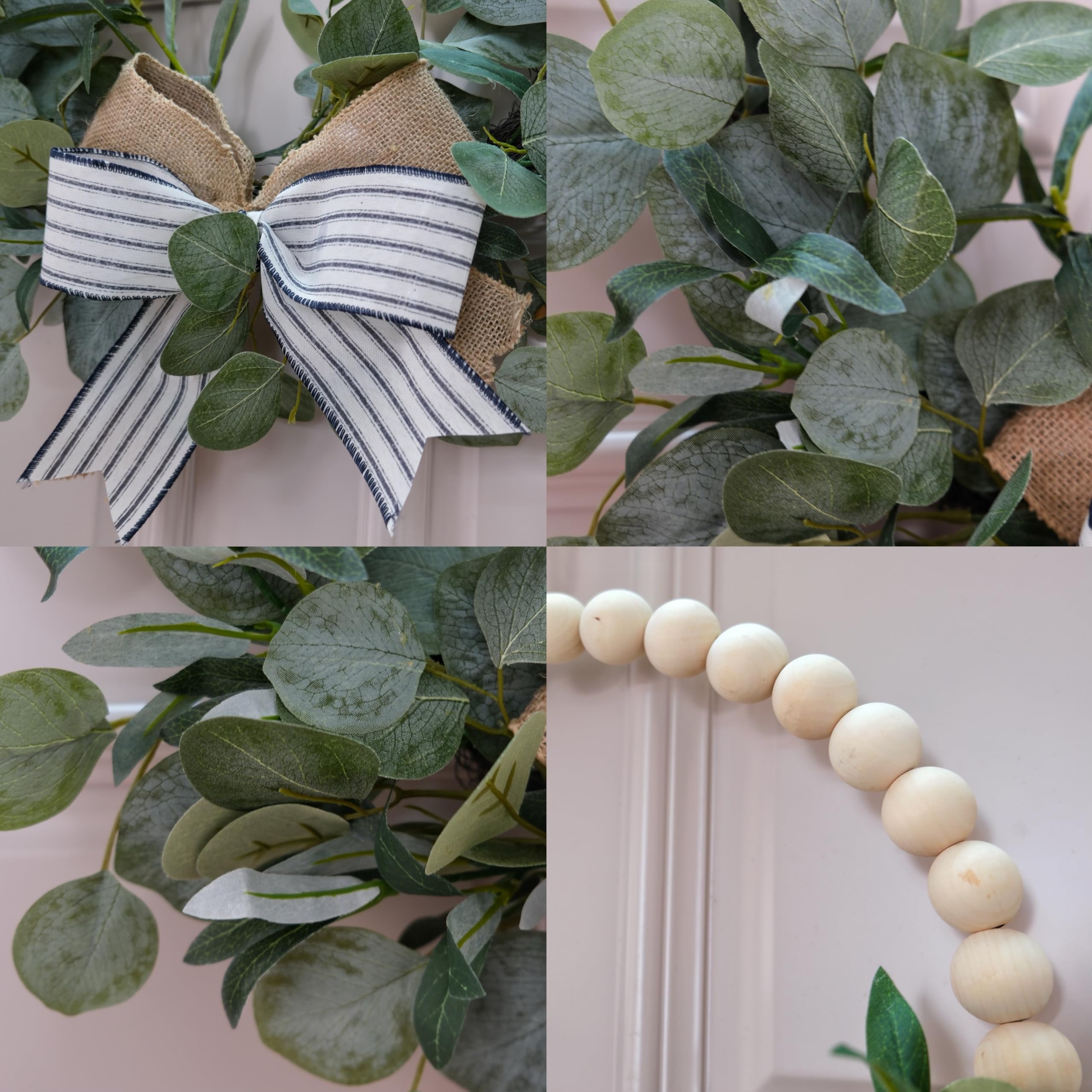 FLOROAD beaded eucalyptus bow detail, rustic charm for any entryway