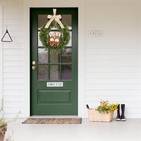 FLOROAD burlap bow wreath adds rustic accent to entryways.