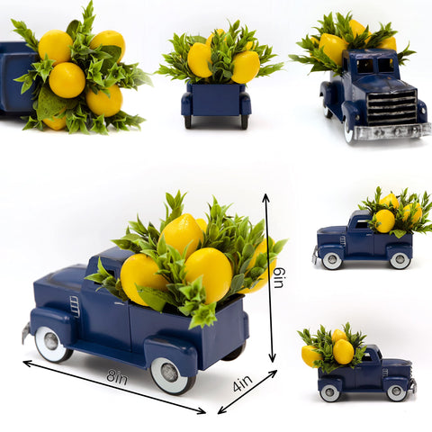 FLOROAD diecast metal truck displays lemons and greenery for year-round charm