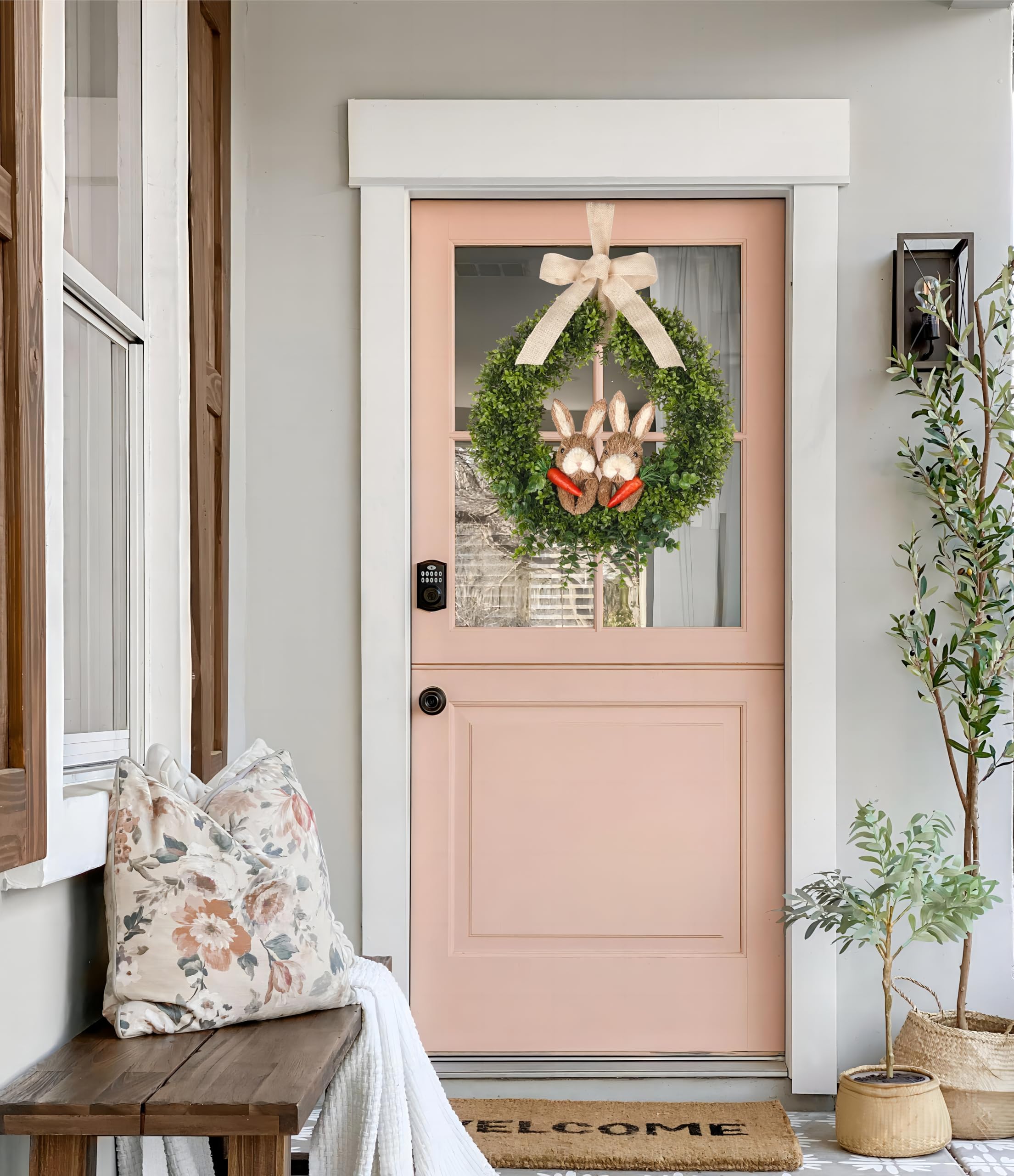 FLOROAD metal-frame wreath stays sturdy for year-round display.