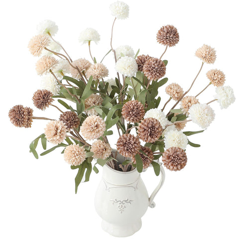 Floroom 9pcs taupe beige mums on stems add subtle texture to wedding centerpieces.