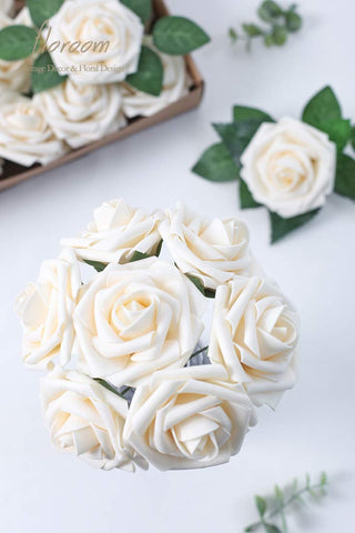 Floroom cream foam rose bouquet ready for DIY wedding decor