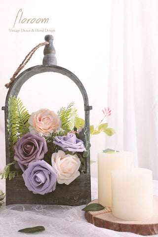 Floroom cream foam rose centerpiece setup for elegant table decor
