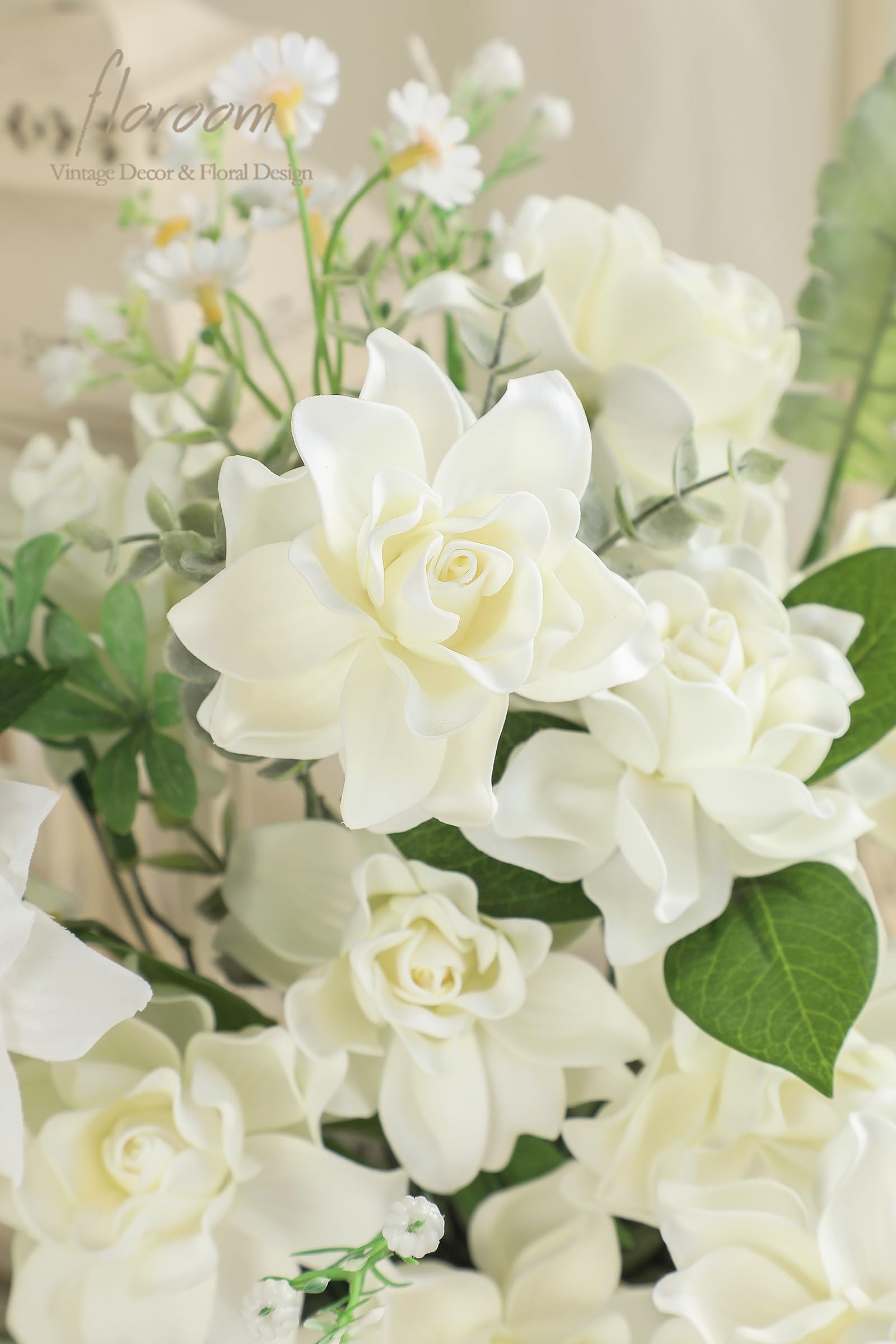 Floroom ivory gardenia bouquet idea with realistic foam petals