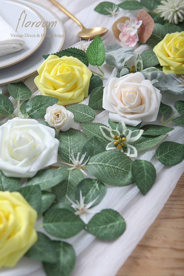 Floroom greenery leaves pack to complement ivory cream foam roses